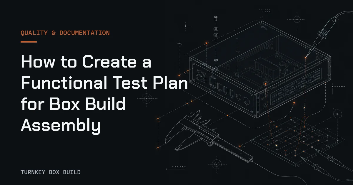 Quality measurement activity representing controlled functional testing for a Box Build
