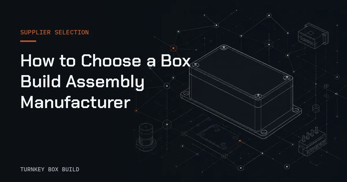 Inspection line representing supplier evaluation for Box Build assembly programs