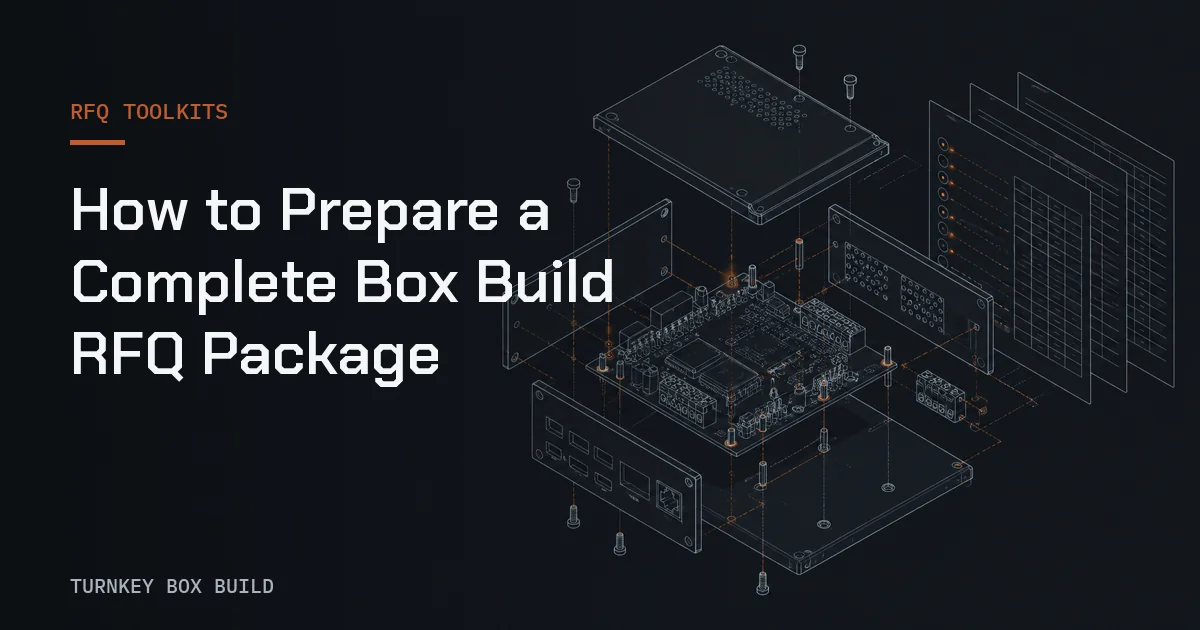 Sheet-metal enclosure blueprint organized as part of a complete Box Build RFQ package