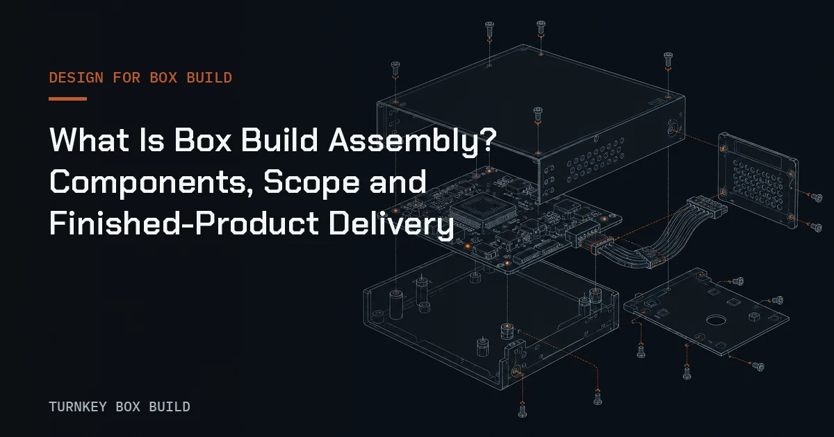 Technical blueprint of a desktop instrument enclosure prepared for Box Build assembly